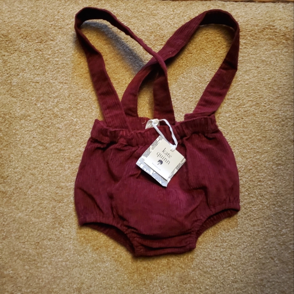 NWT Kate Quinn Organic Shorts Shortalls 2T Burgandy New